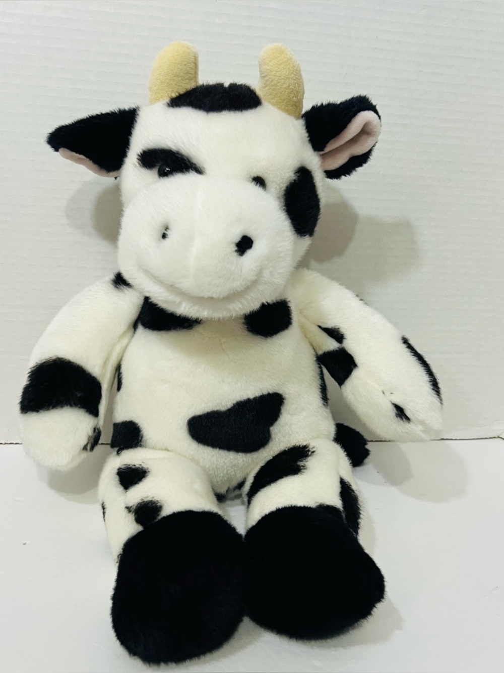 Vintage Build A Bear Cow Plush 18" White with Black Holstein Cow Stuffed Animal